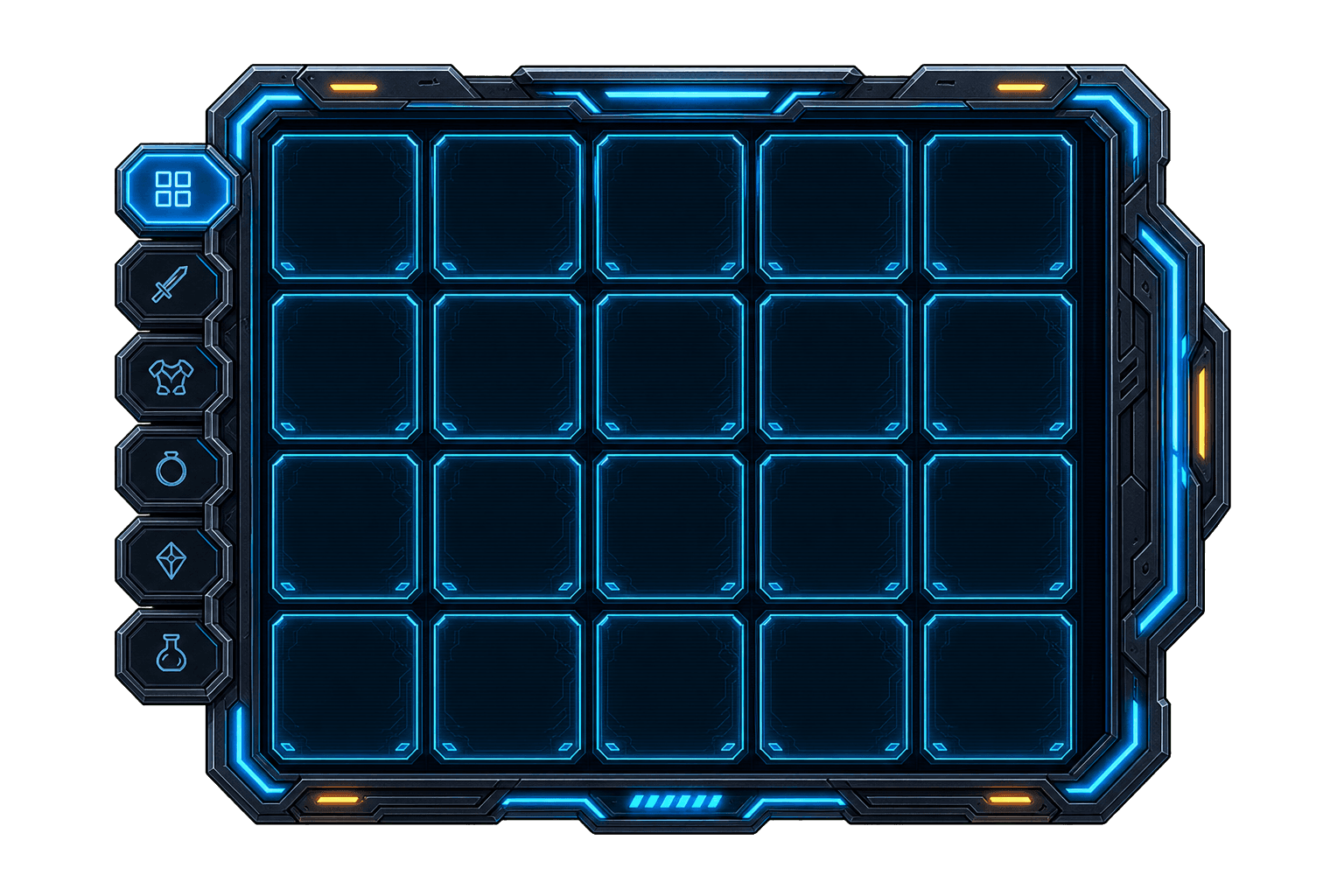 Cyber Sci-Fi Inventory Grid Panel